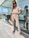Women's Midi Two Piece Set with Short Sleeves