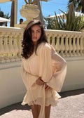 Women's Mini Dress with Pleats and Pearl Buttons