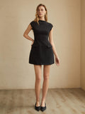 Women's Mock Neck A-Line Mini Dress