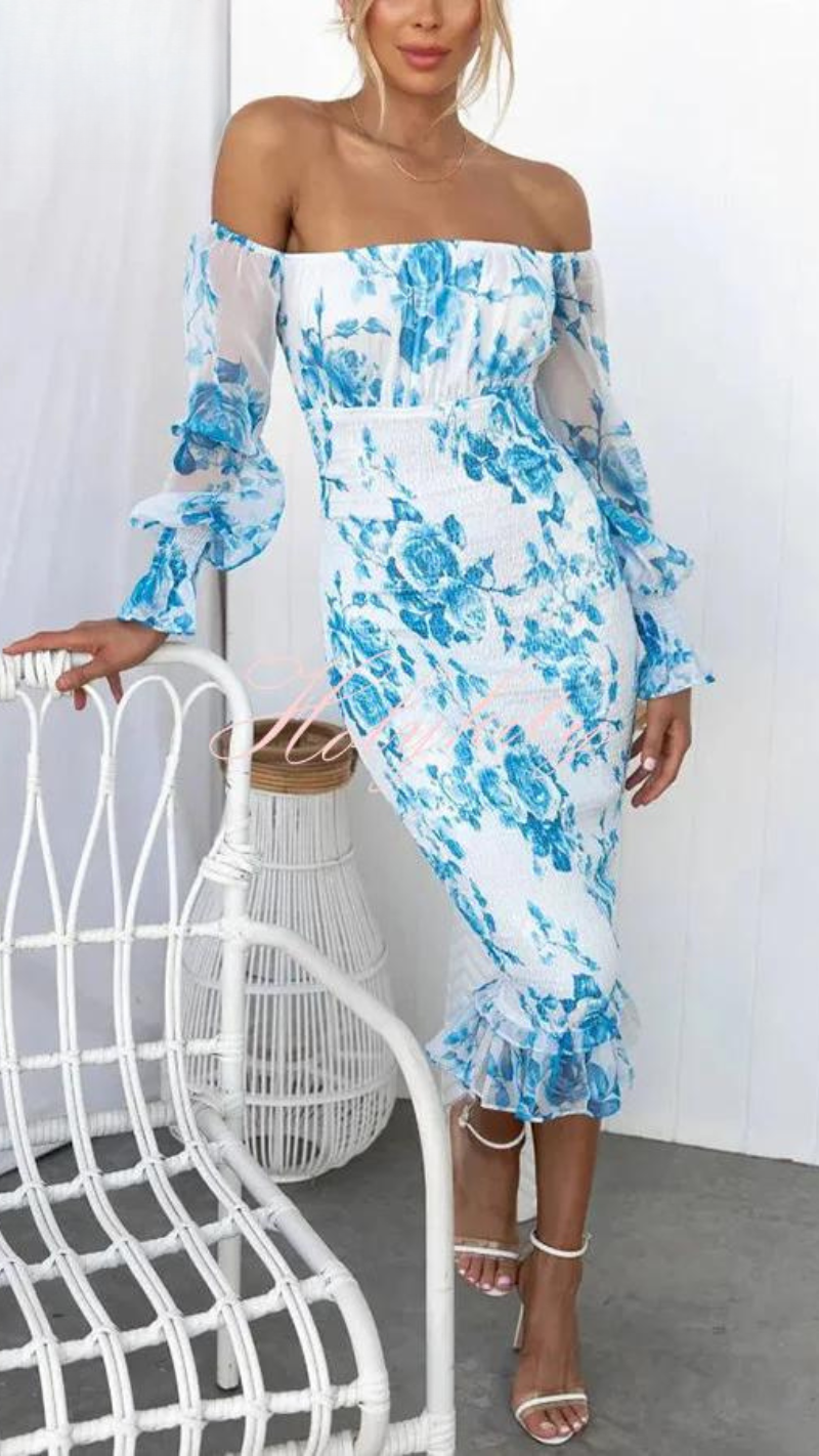 Women's Off-Shoulder Floral Midi Dress