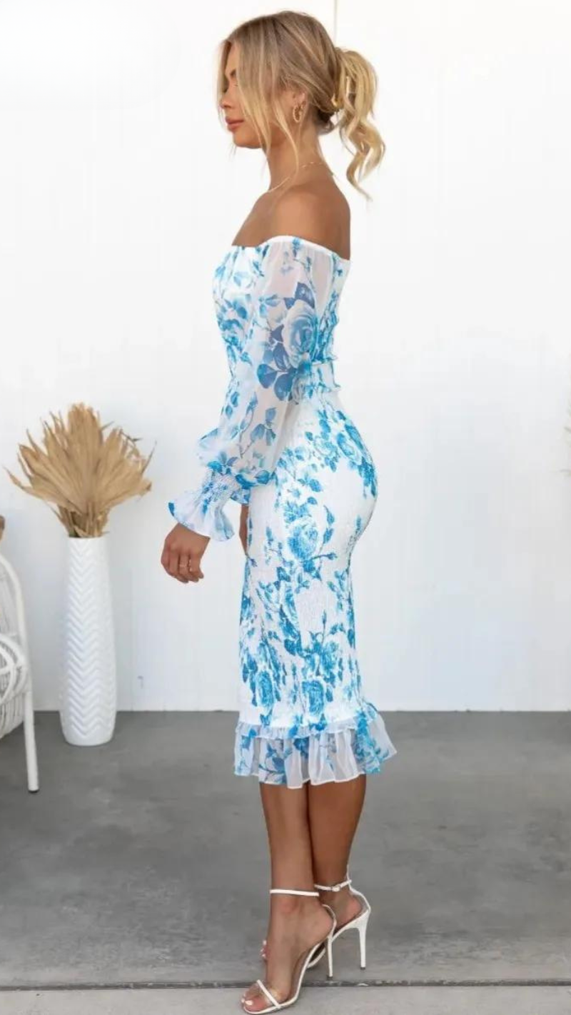 Women's Off-Shoulder Floral Midi Dress