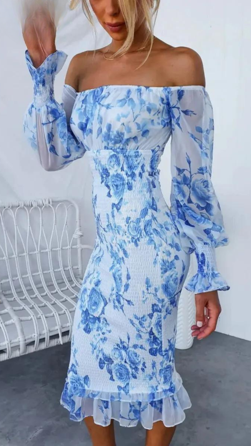 Women's Off-Shoulder Floral Midi Dress
