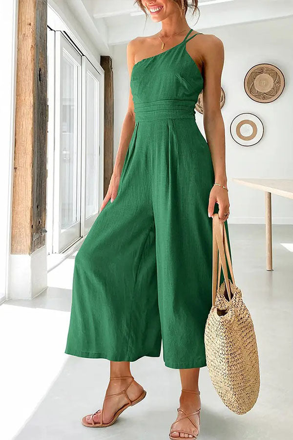 Women's One-Shoulder Wide Leg Jumpsuit