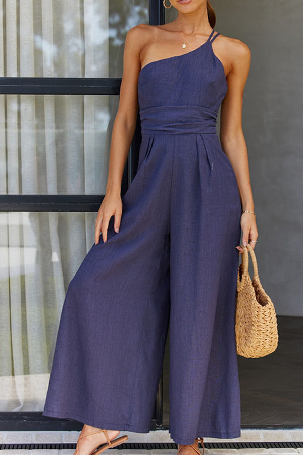 Women's One-Shoulder Wide Leg Jumpsuit