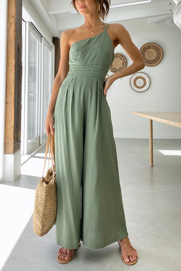 Women's One-Shoulder Wide Leg Jumpsuit