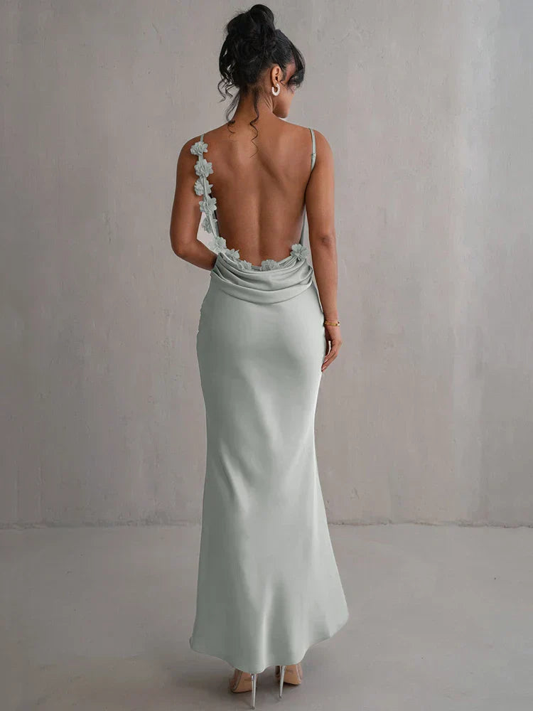 Women's Open Back Maxi Dress for Formal Events