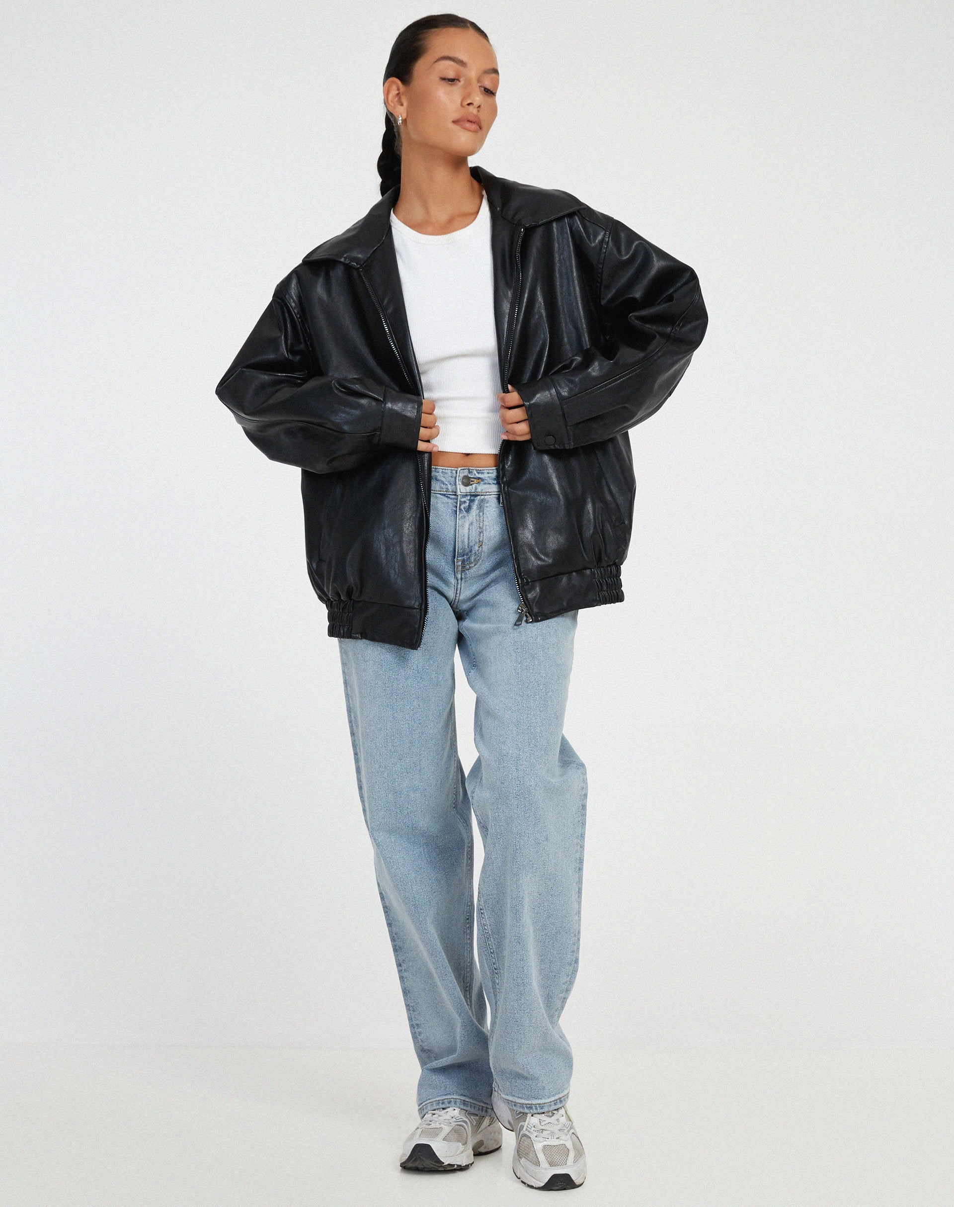 Women's Oversized Leather Jacket