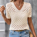 Women's Plus-Size Hollow-Out Short-Sleeve Top