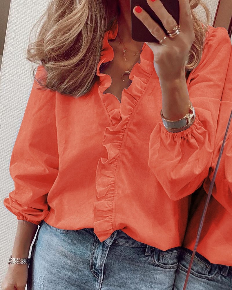 Women's Plus Size Puff Sleeve Blouse for Summer