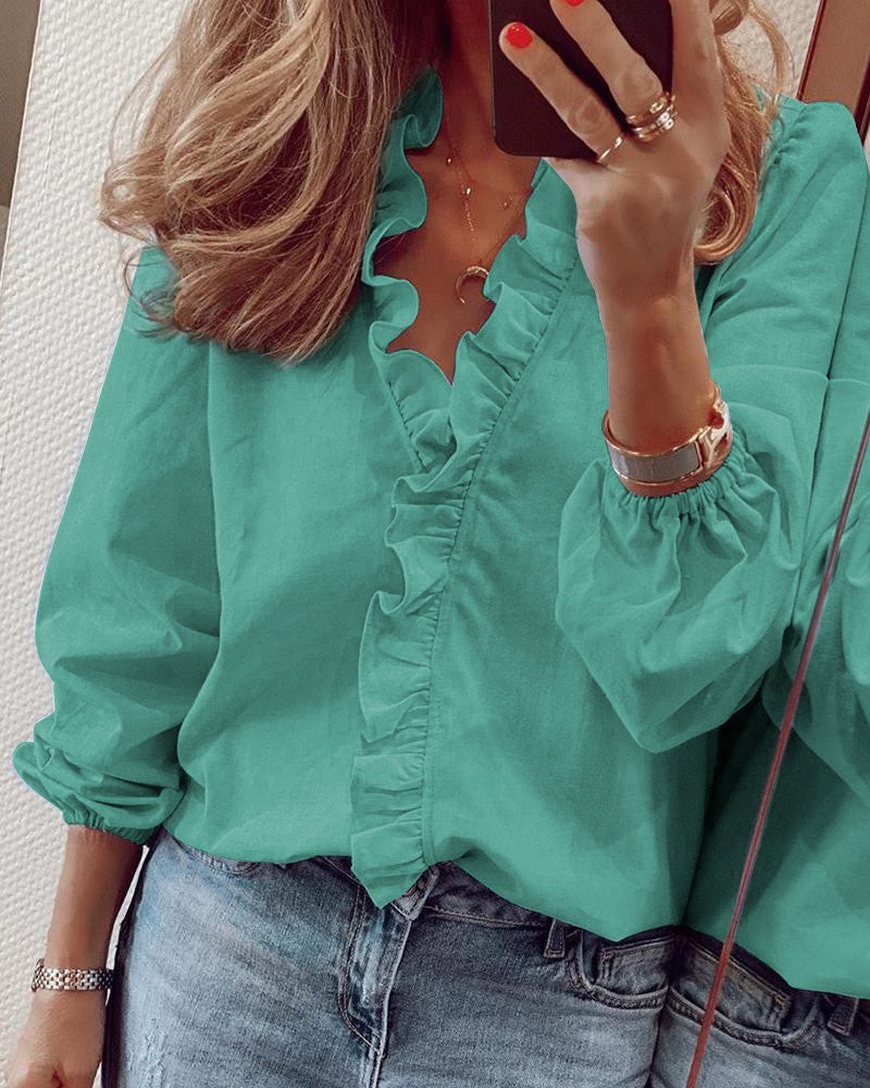 Women's Plus Size Puff Sleeve Blouse for Summer