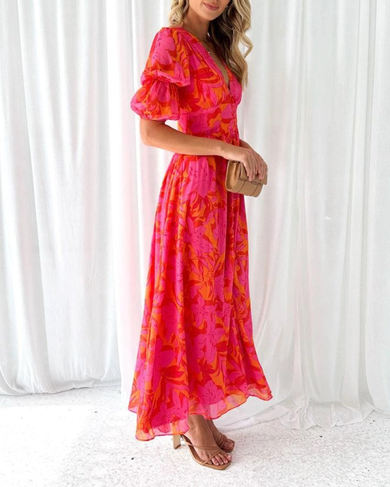 Women's Puff Sleeve Maxi Dress