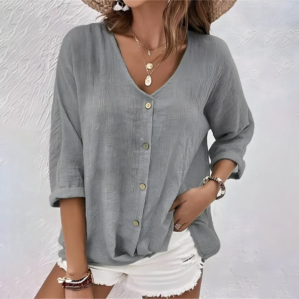 Women's Relaxed Fit Button-Up Blouse
