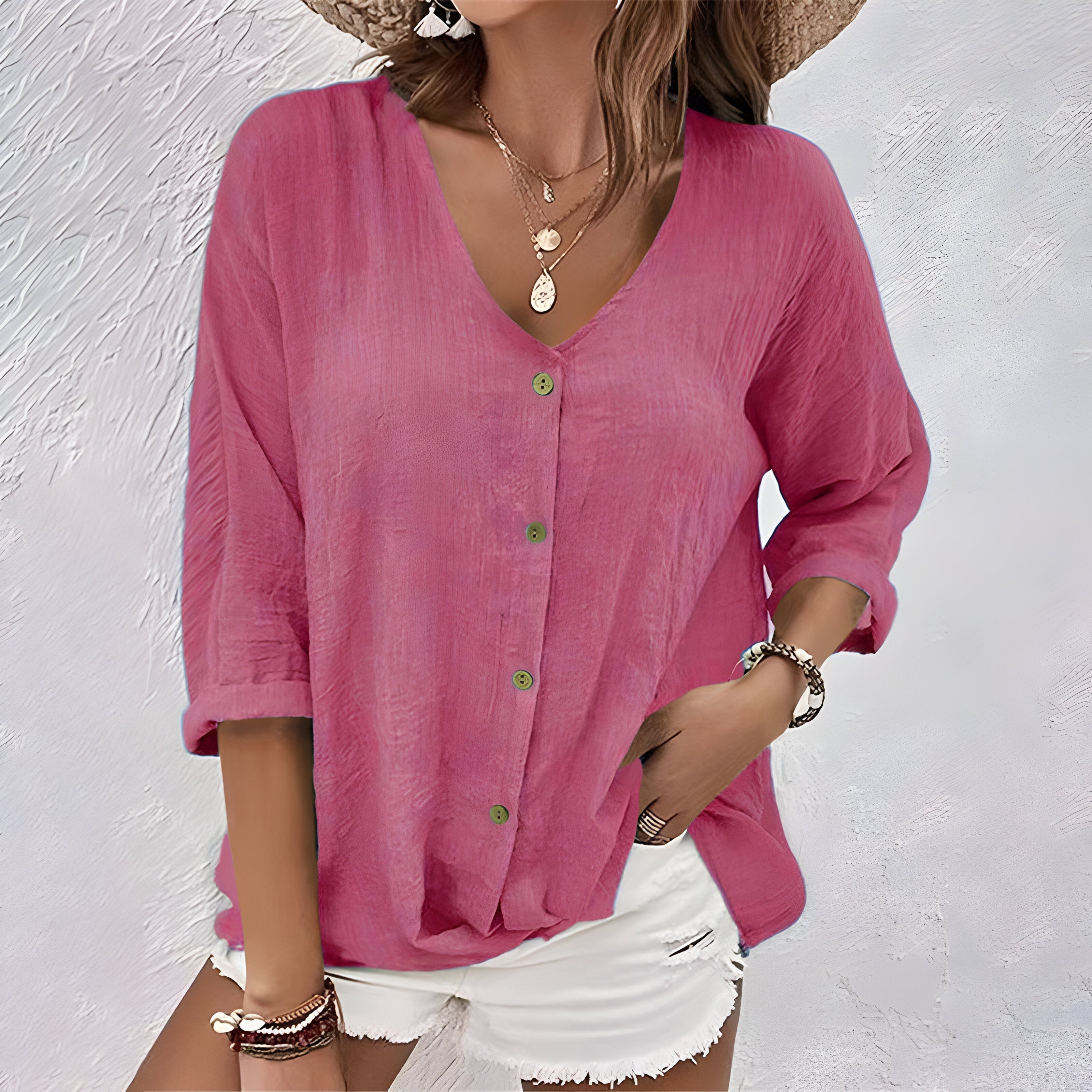 Women's Relaxed Fit Button-Up Blouse