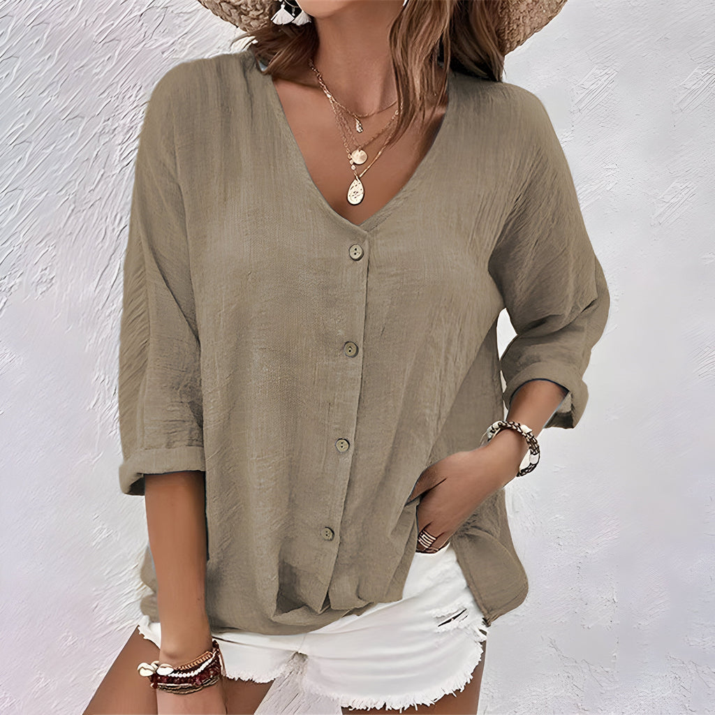 Women's Relaxed Fit Button-Up Blouse