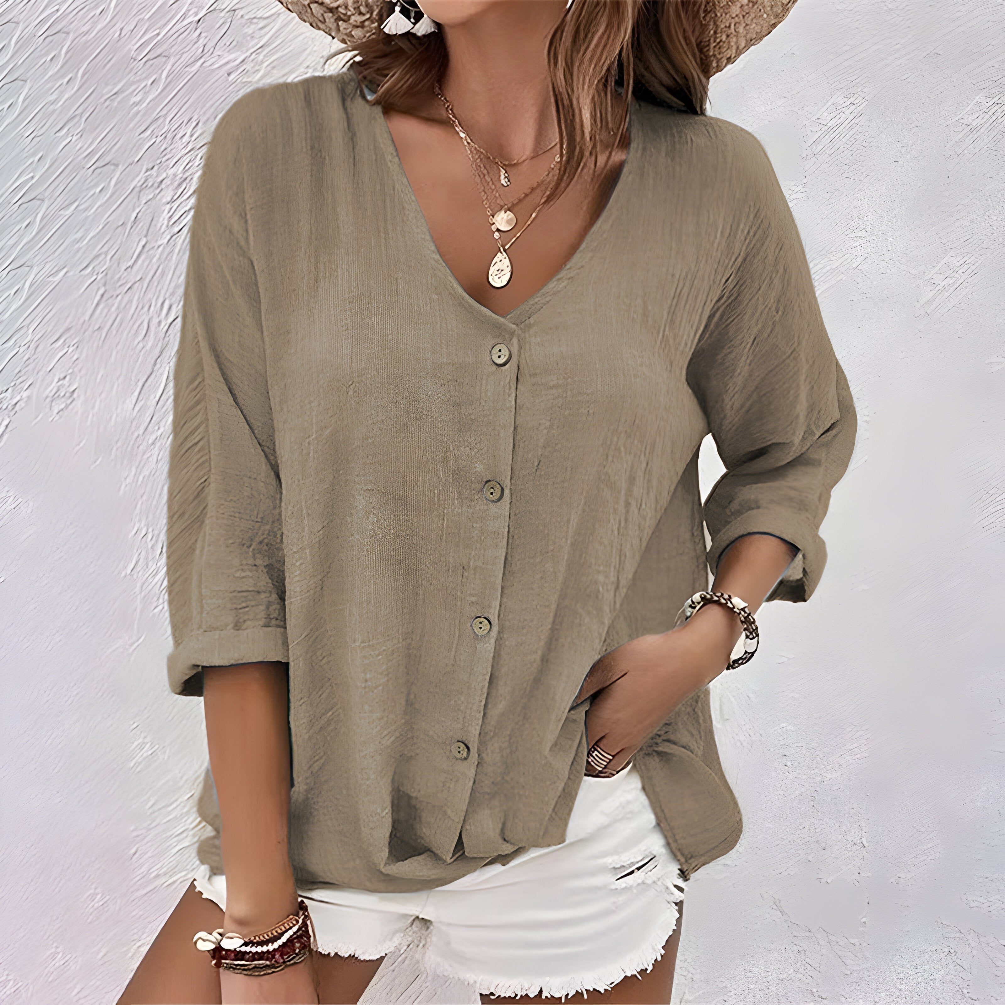 Women's Relaxed Fit Button-Up Blouse