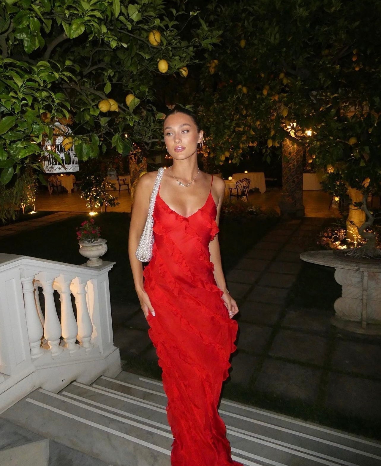 Women's Ruffle Maxi Dress with Spaghetti Straps