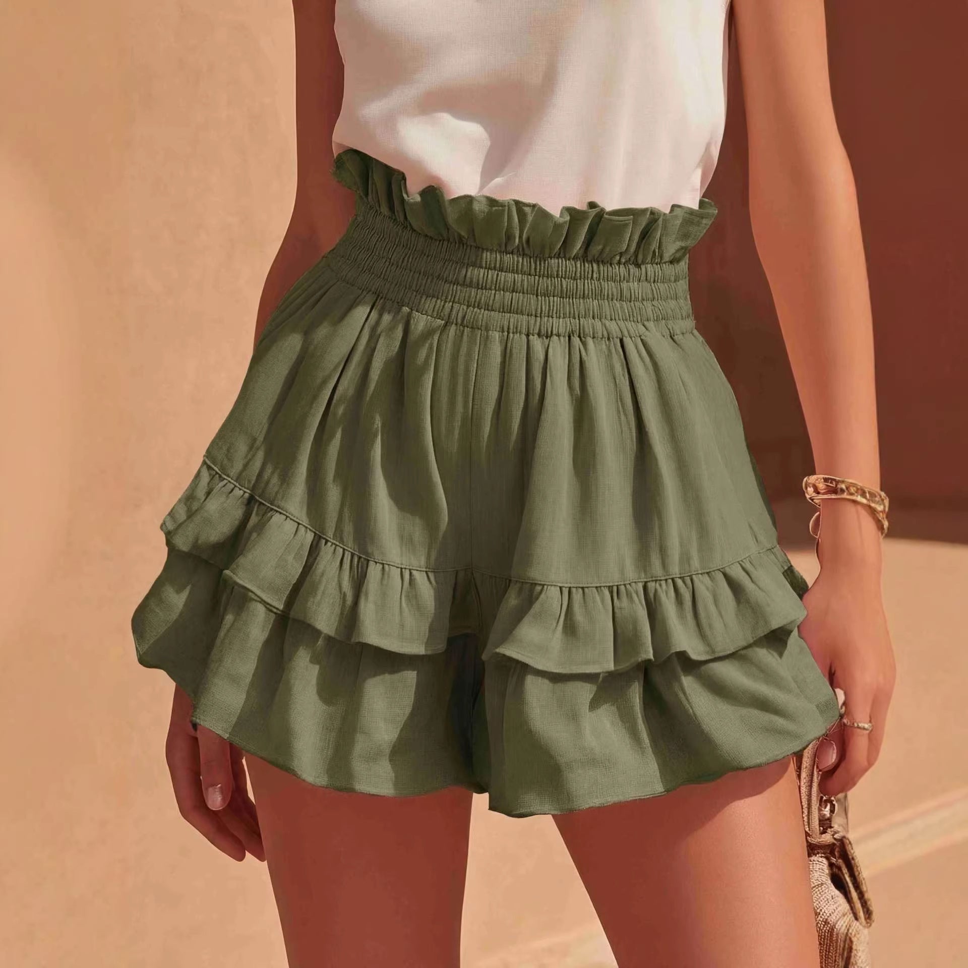 Women's Ruffle Trim Shorts