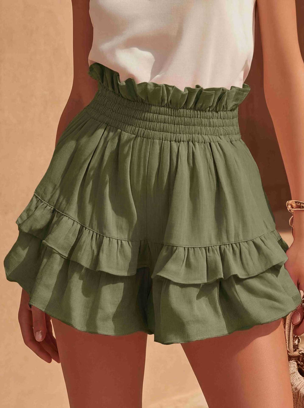 Women's Ruffle Trim Shorts