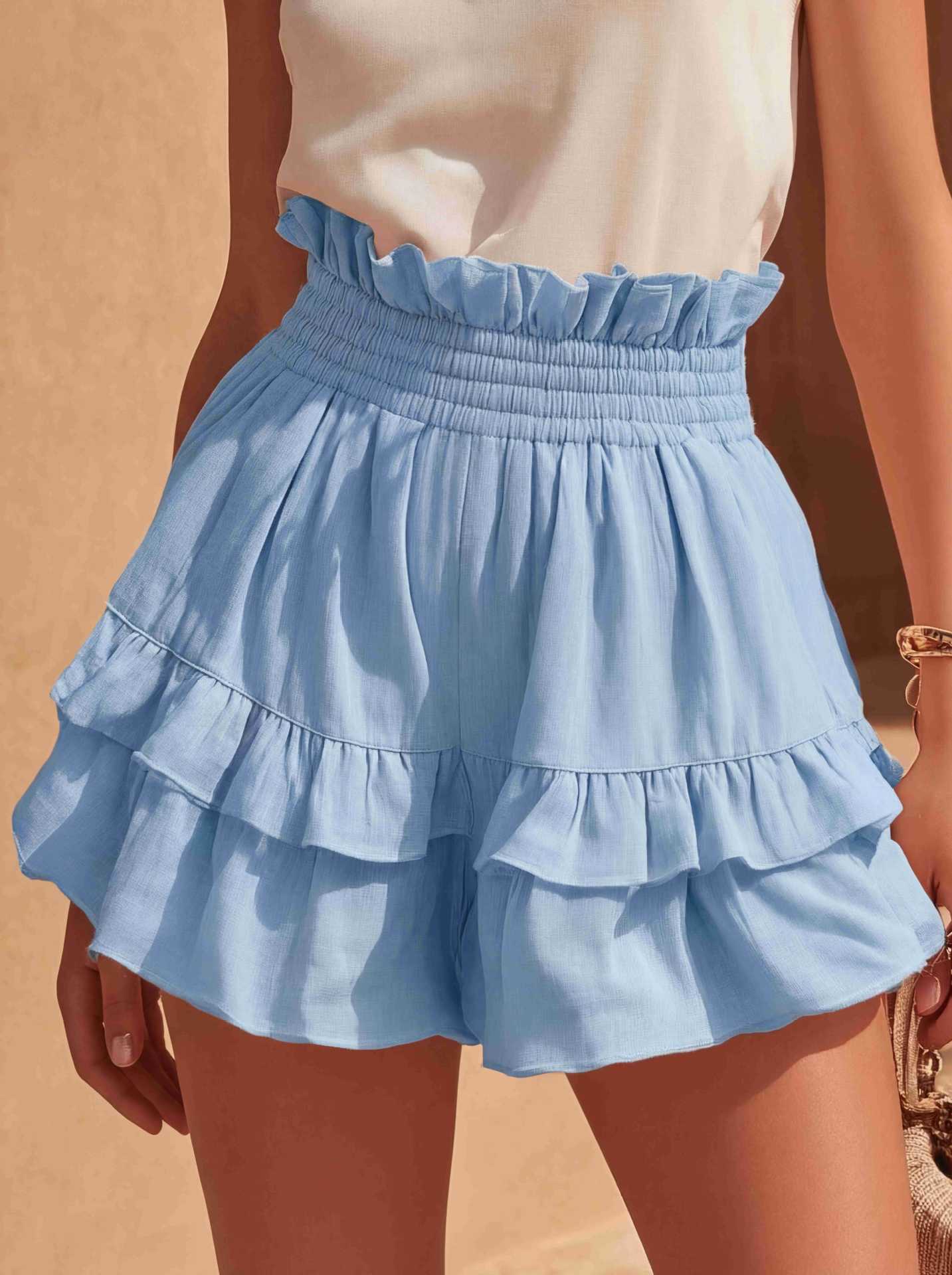 Women's Ruffle Trim Shorts