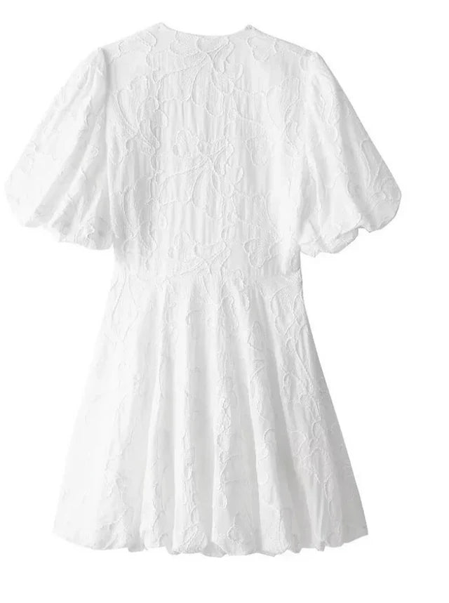 Women's Ruffled Summer Mini Dress with Embroidery