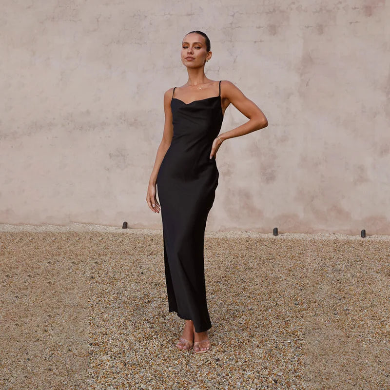 Women's Satin Maxi Dress for Formal Events