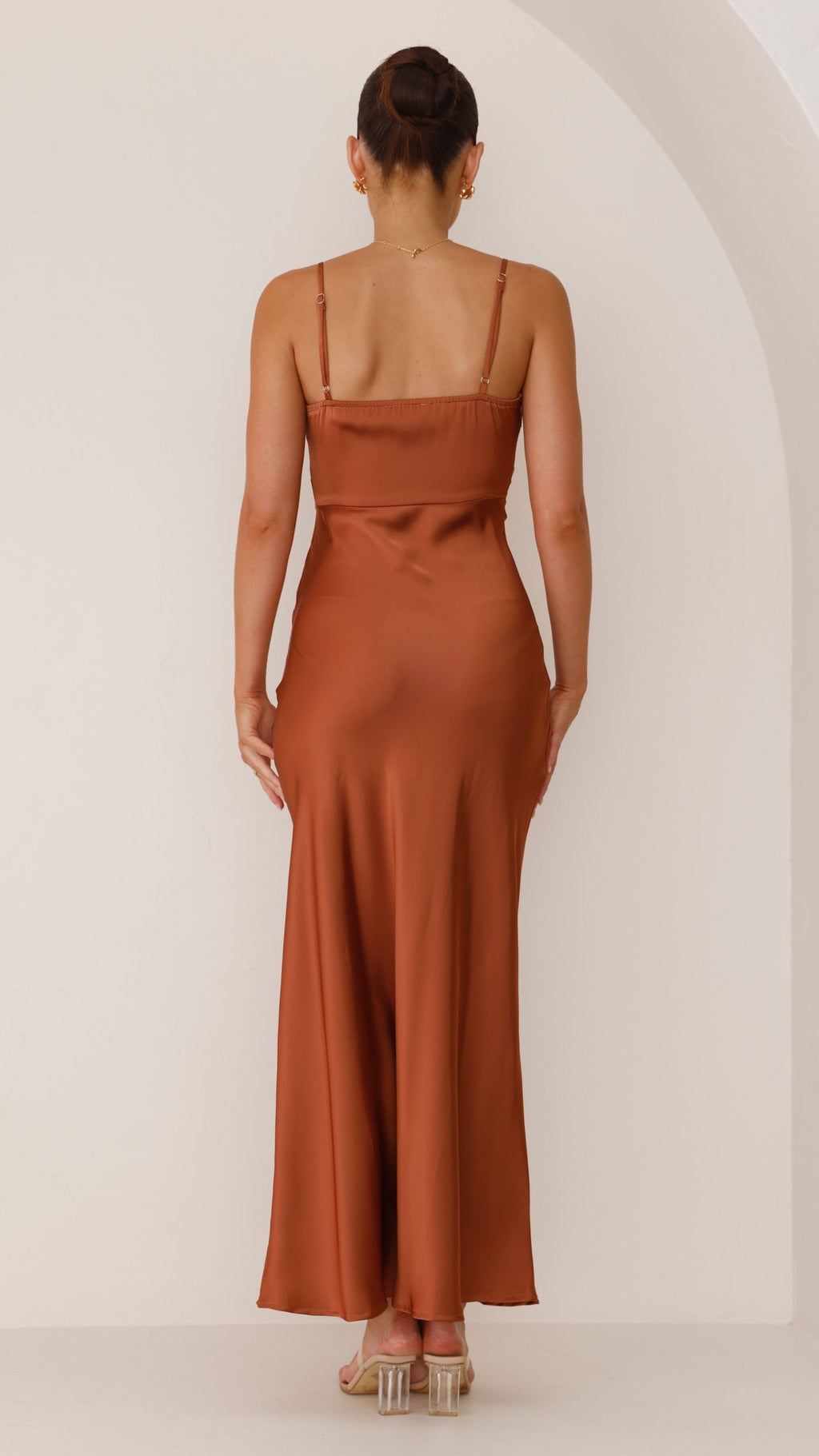 Women's Satin Maxi Dress with Spaghetti Straps