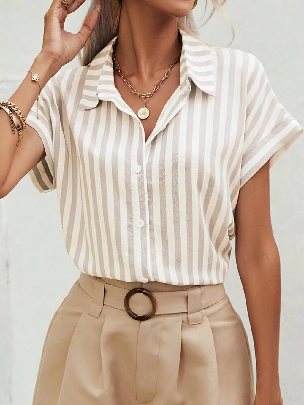 Women's Short Sleeve Collared Shirt