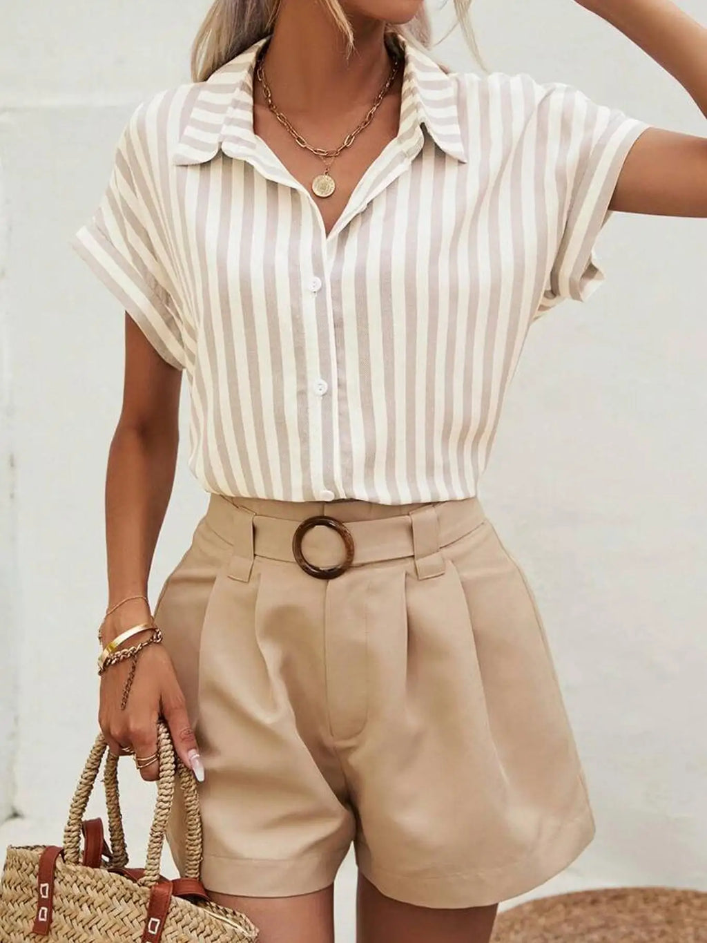 Women's Short Sleeve Collared Shirt