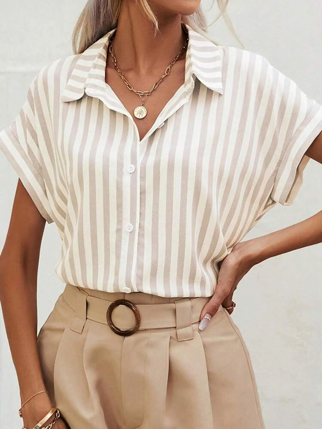 Women's Short Sleeve Collared Shirt