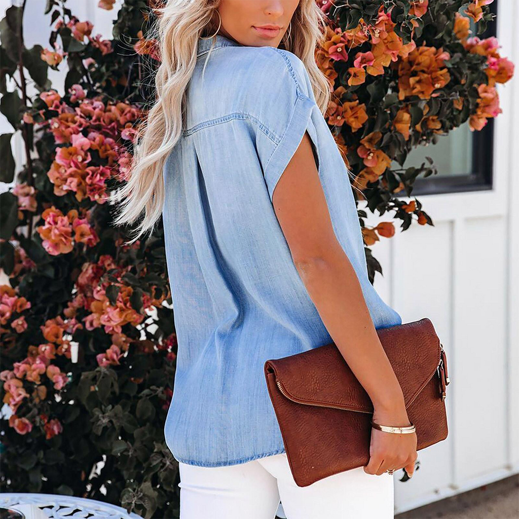 Women's Short Sleeve Denim Shirt
