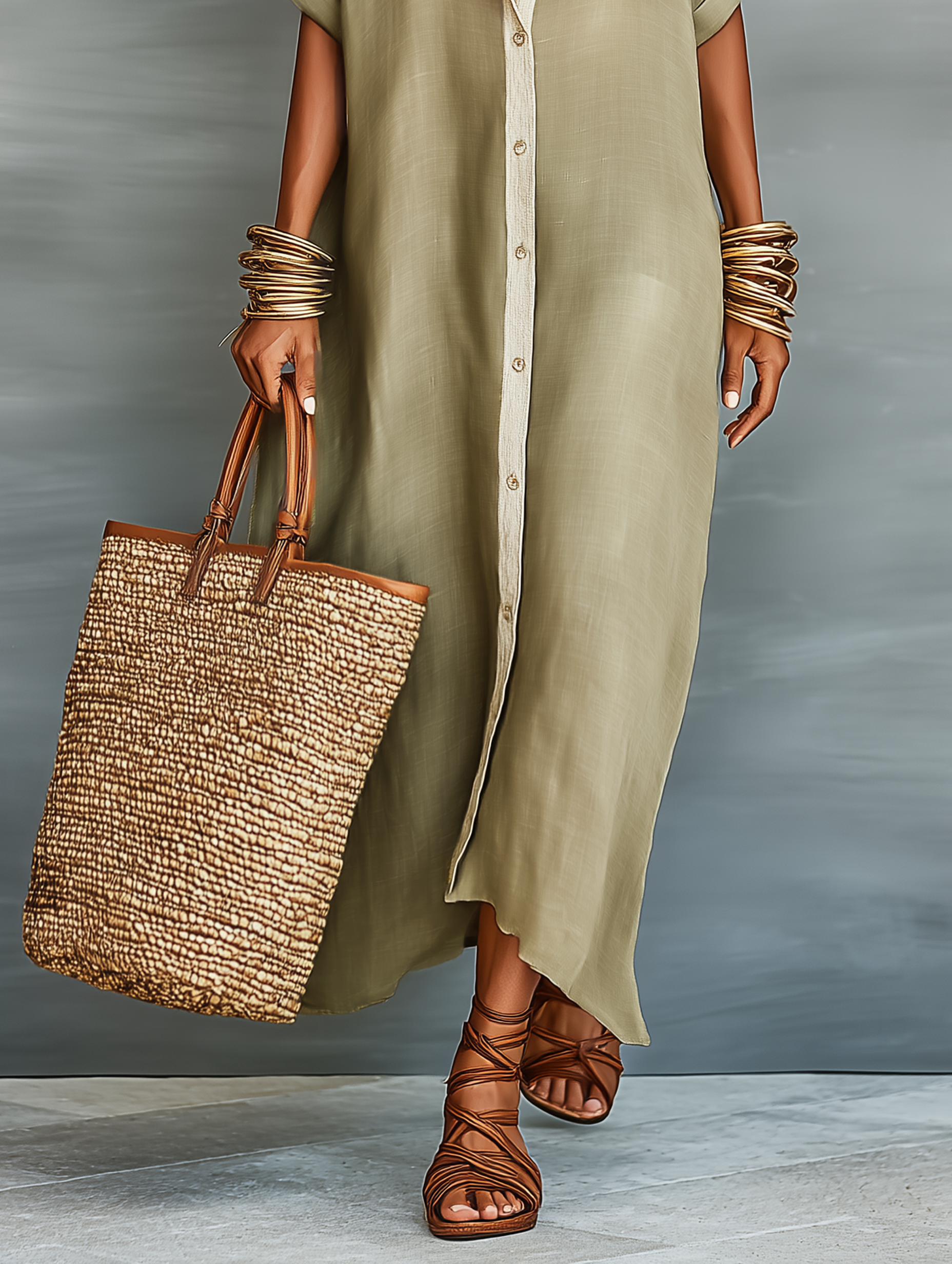 Women's Short-Sleeved Maxi Dress