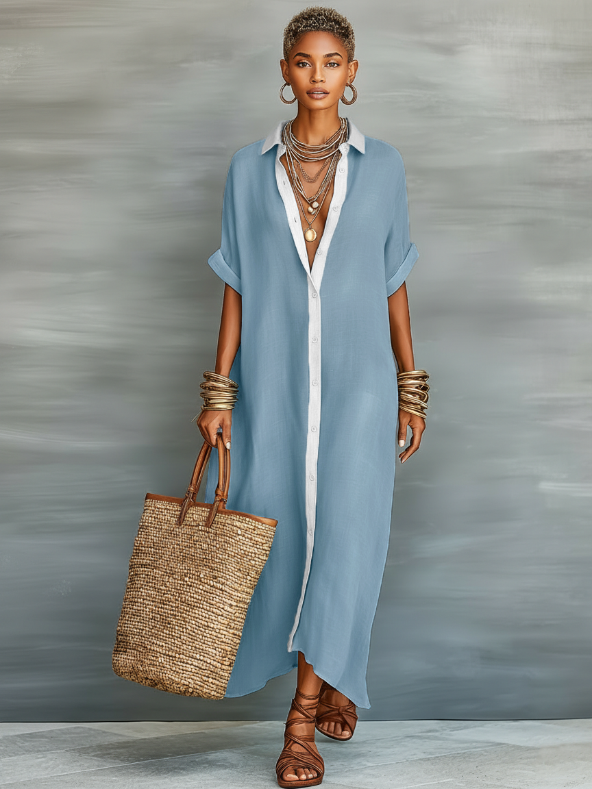 Women's Short-Sleeved Maxi Dress