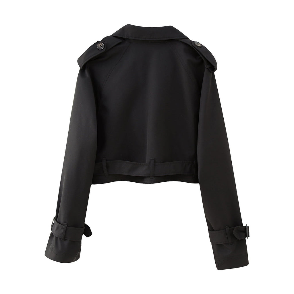 Women's Short Trench Coat with Belt