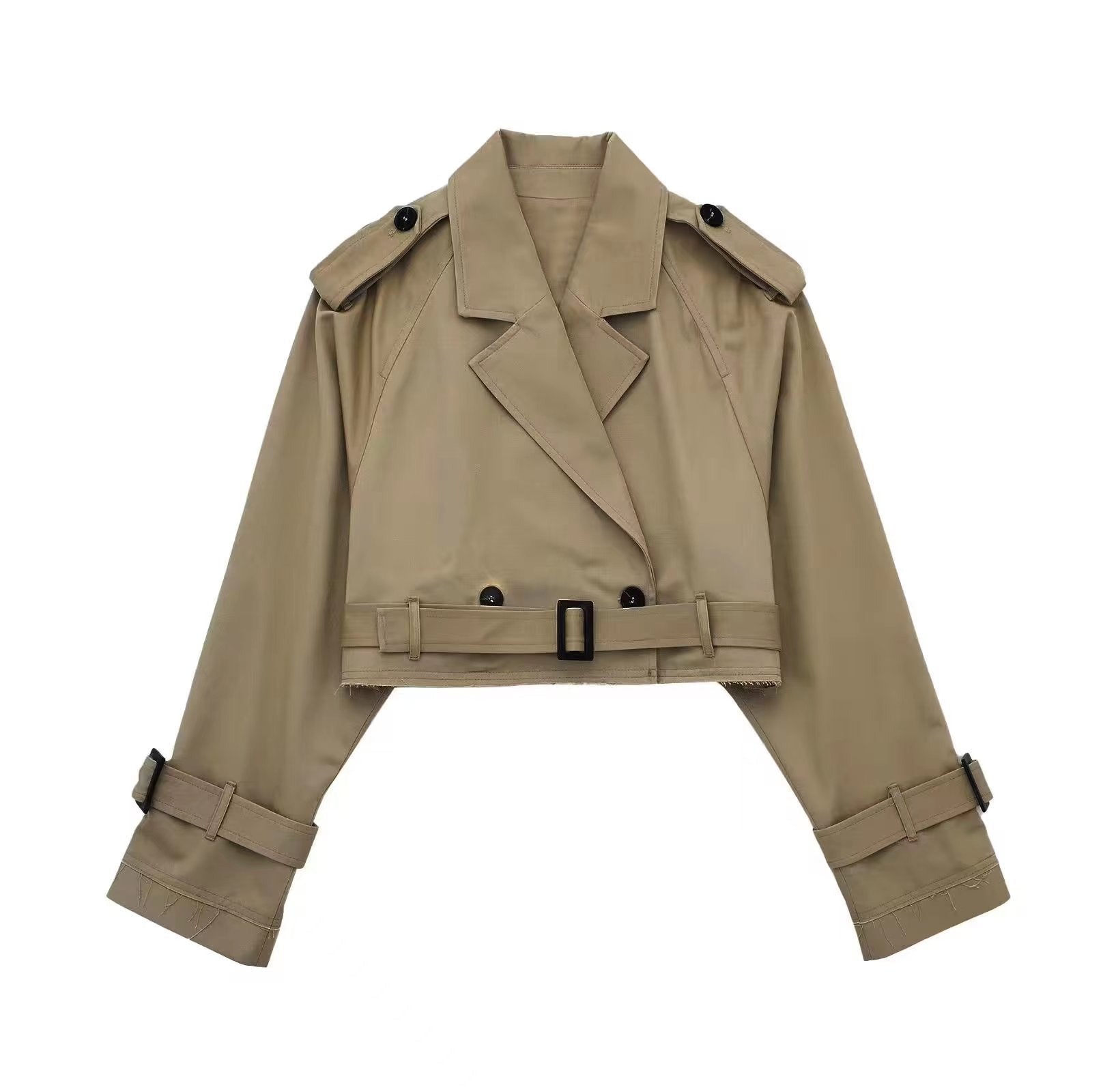 Women's Short Trench Coat with Belt