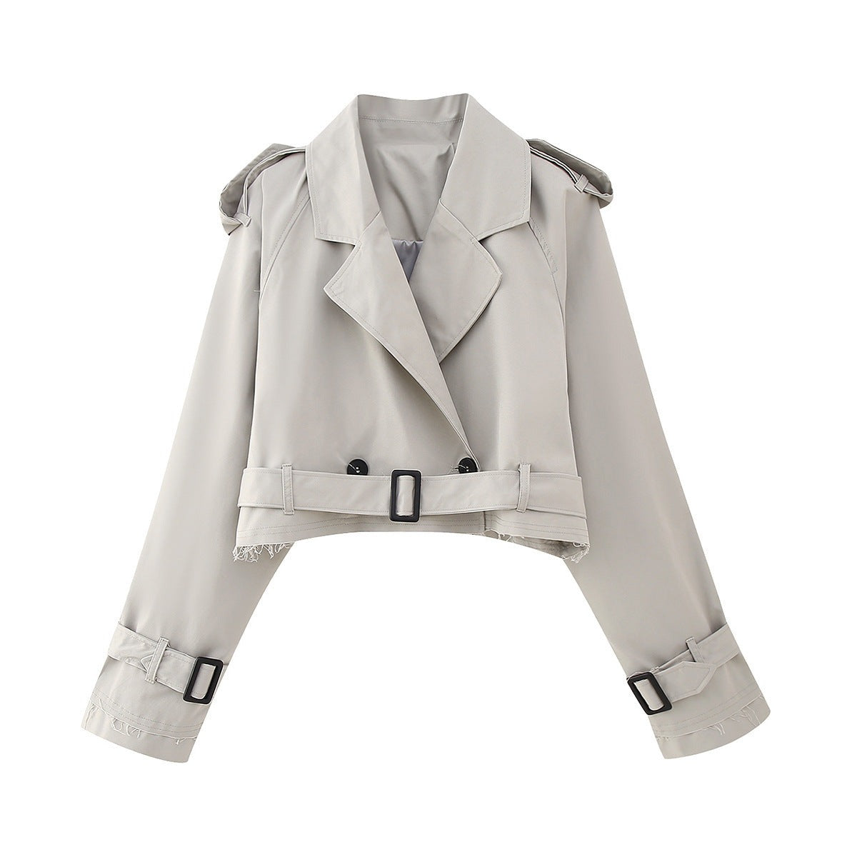 Women's Short Trench Coat with Belt