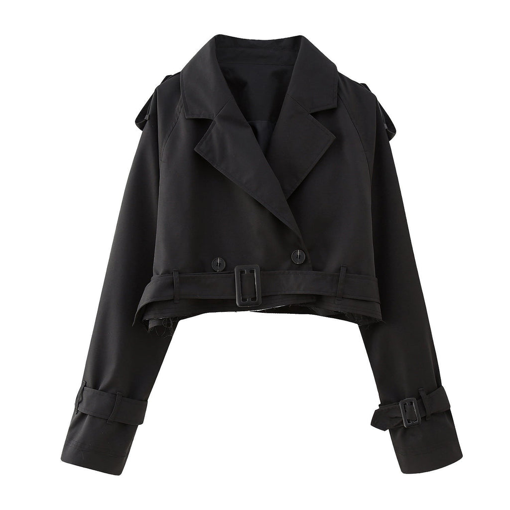 Women's Short Trench Coat with Belt