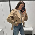 Women's Short Trench Coat with Belt