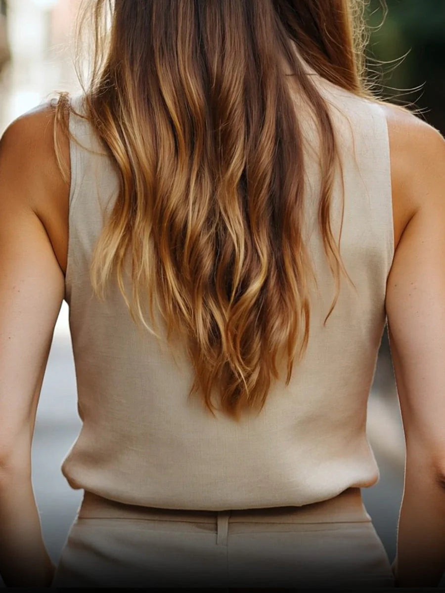 Women's Sleeveless Top with High Neck for Summer