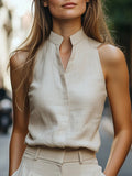 Women's Sleeveless Top with High Neck for Summer