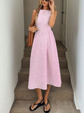Women's Sleeveless Vertical Striped Summer Dress