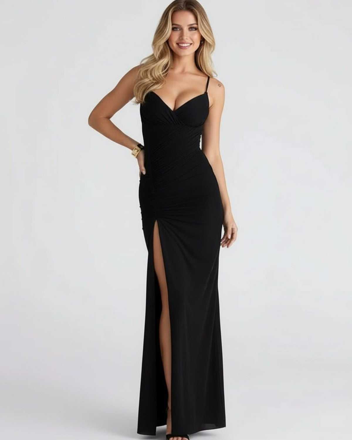 Women's Spaghetti Strap Maxi Dress with High Split