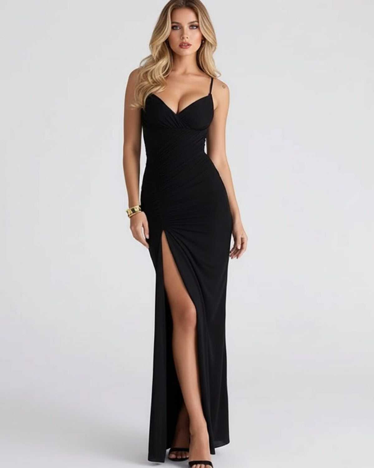 Women's Spaghetti Strap Maxi Dress with High Split