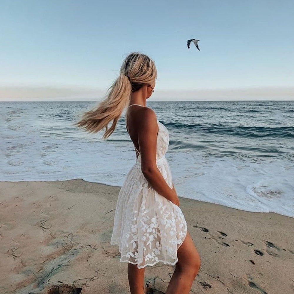 Women's Spaghetti Strap V-Neck Cocktail Dress