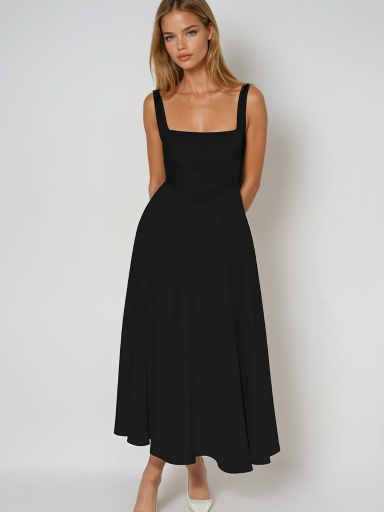 Women's Square Neck Summer Midi Dress