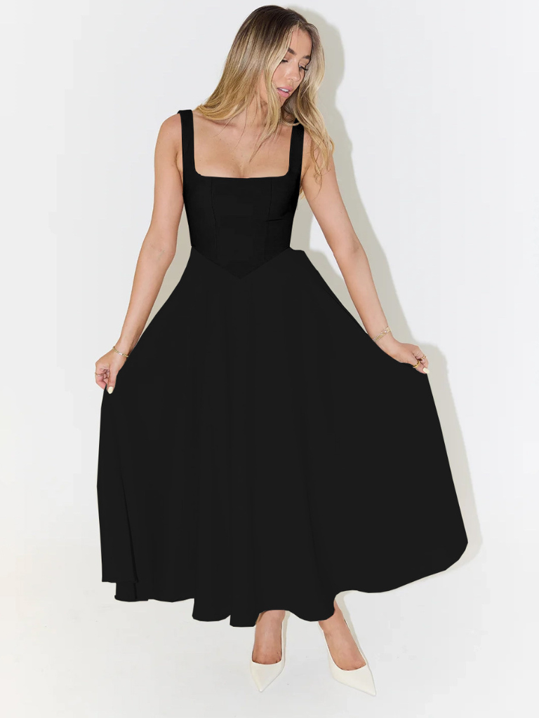 Women's Square Neck Summer Midi Dress