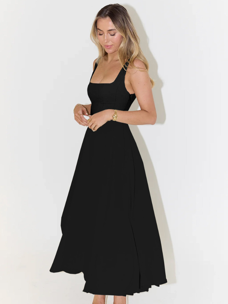 Women's Square Neck Summer Midi Dress