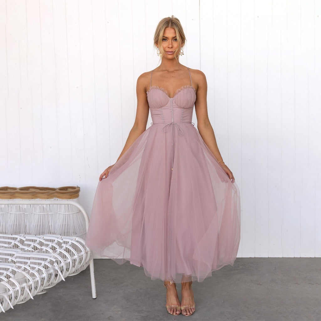 Women's Strapless Corset Maxi Dress