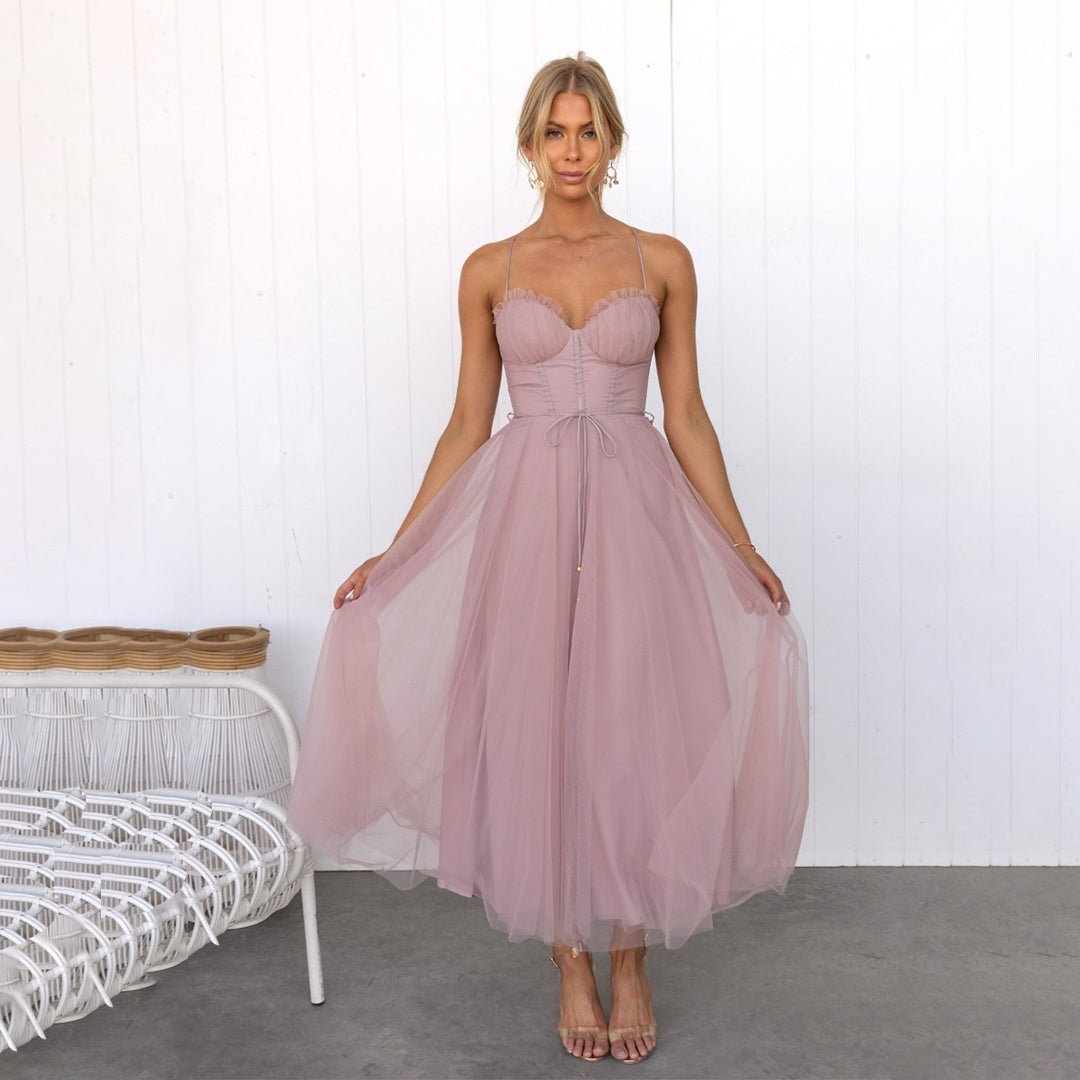 Women's Strapless Corset Maxi Dress