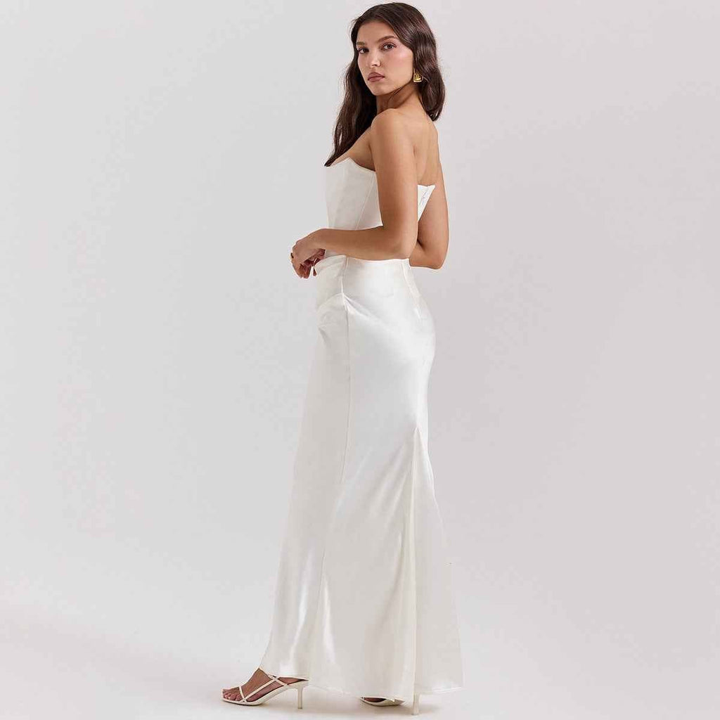 Women's Strapless Corset Maxi Dress for Formal Occasions