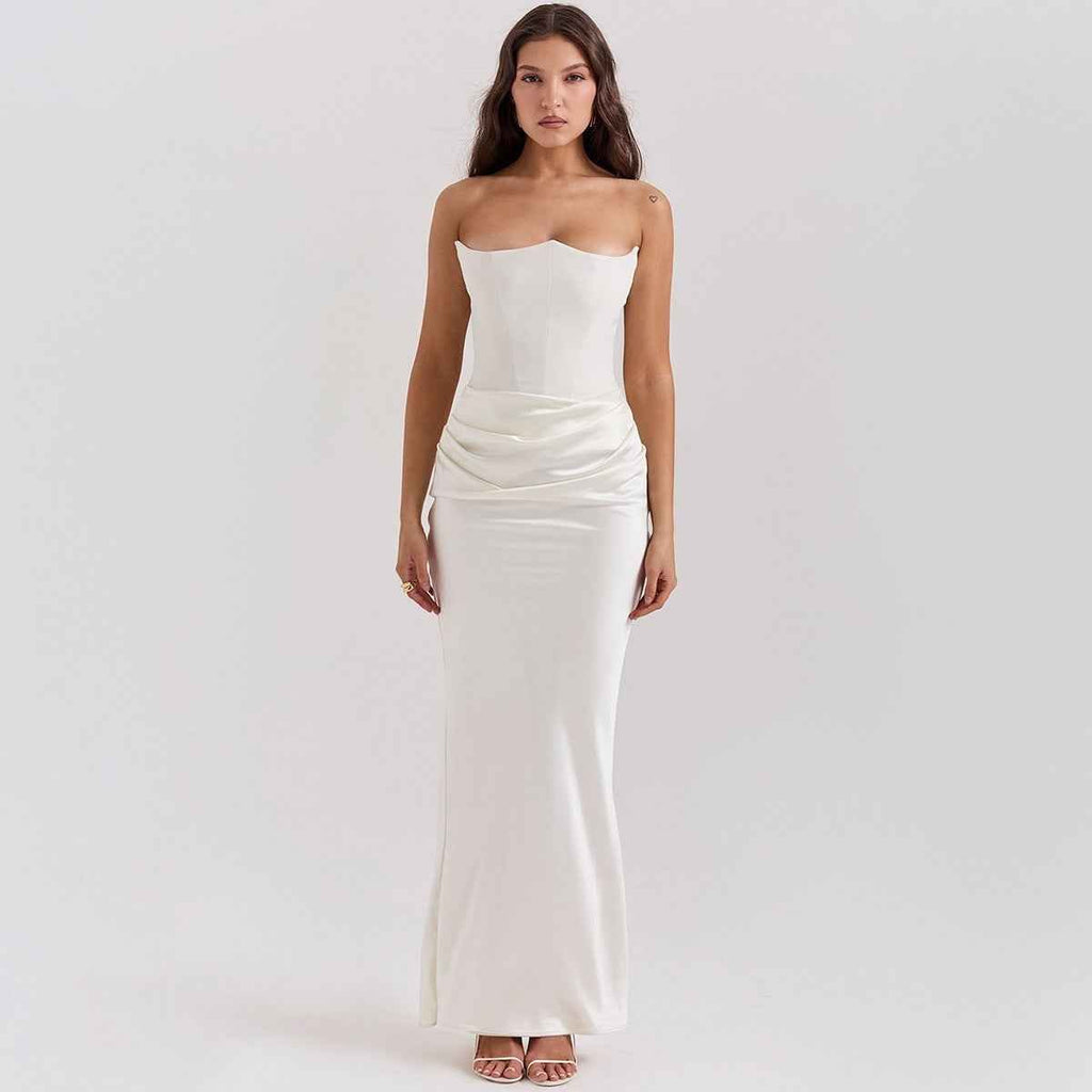 Women's Strapless Corset Maxi Dress for Formal Occasions